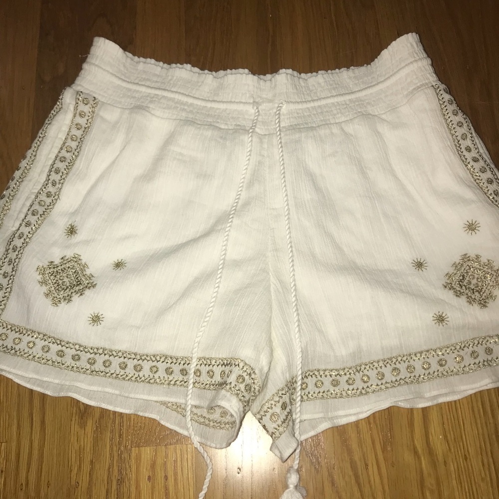 J. Crew white shorts with gold details